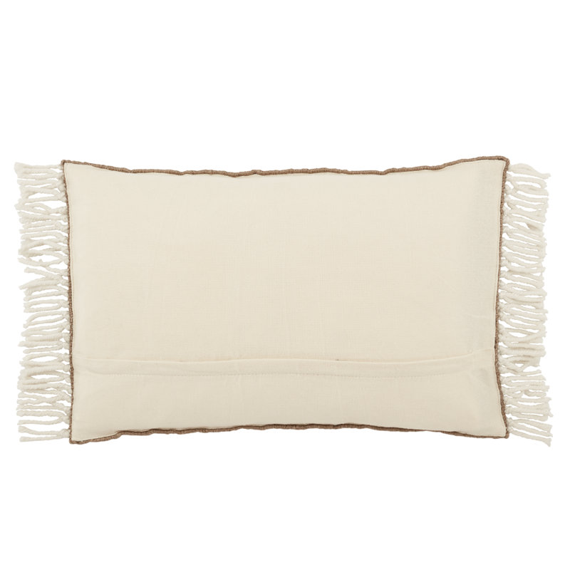 Taupe and Ivory Chevron Indoor/Outdoor Pillow Cover with Tassels