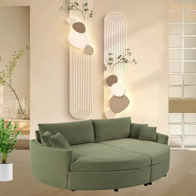 Canapé-lit 102,3 po en chenille double vert, ports USB et siège profond, sans assemblage