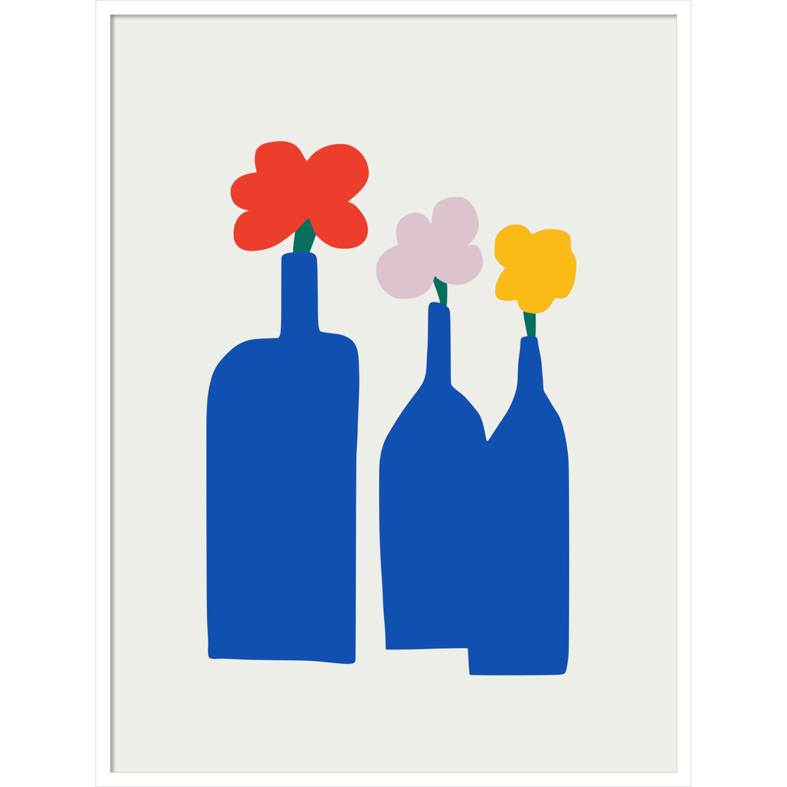Blue Bottle Vase Print by Little Dean, White, 41" H x 31" W