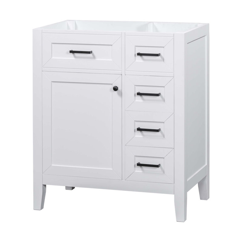 Meuble-lavabo de 30 po sans lavabo, base d'armoire seulement, armoire de salle de bain avec tiroirs, structure solide et panneau de fibres à densité moyenne