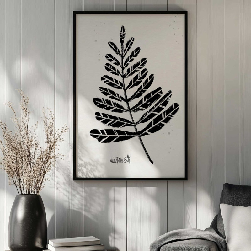 Imprimé botanique noir et blanc II, H 15 po x l 12 po, Érable brut