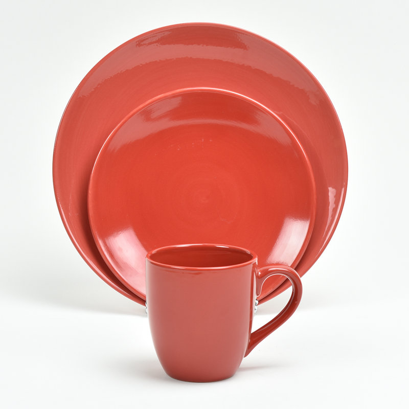 Assiette plate 11 po Wolfe, Rouge