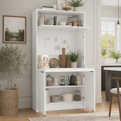Multifunctional Storage Cabinet Cupboard with Adjustable Shelf and Power Outlet for Dining, Living Room