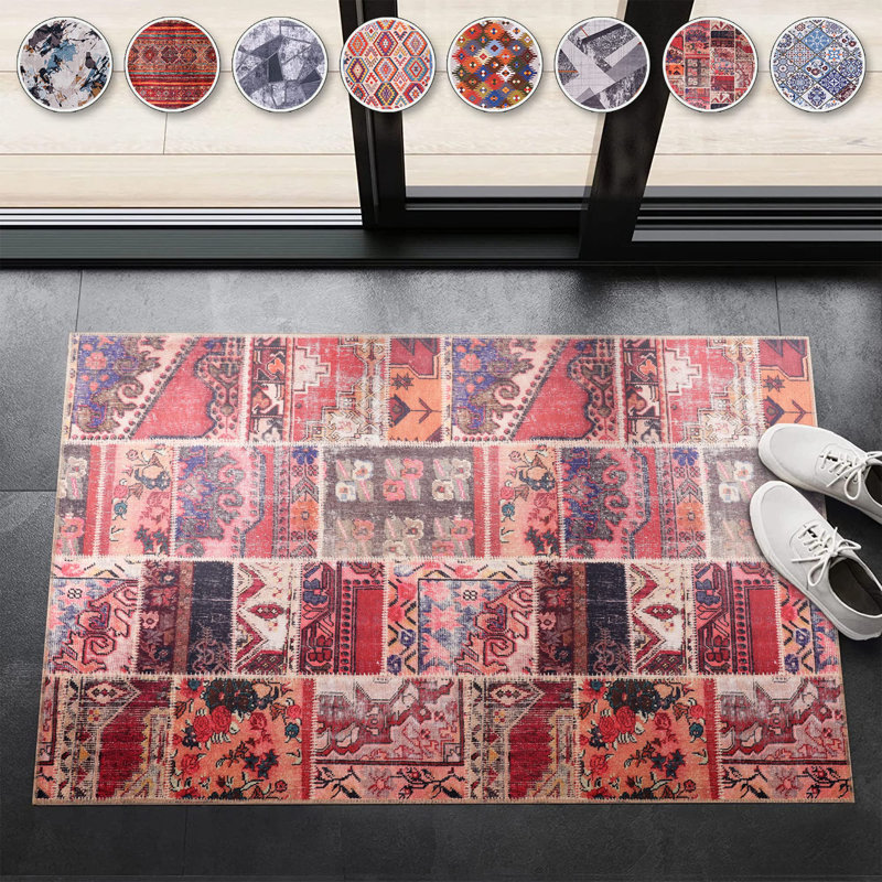 Traditional Area Rug Modern Non Slip Mat Large Entryway Rugs Washable Carpet Pad For Bedroom - 1306, Rectangle 60 x 90 cm