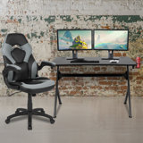 Bridesdale Gaming Desk And Racing Chair Set With Cup Holder, Headphone Hook & 2 Wire Management Holes
