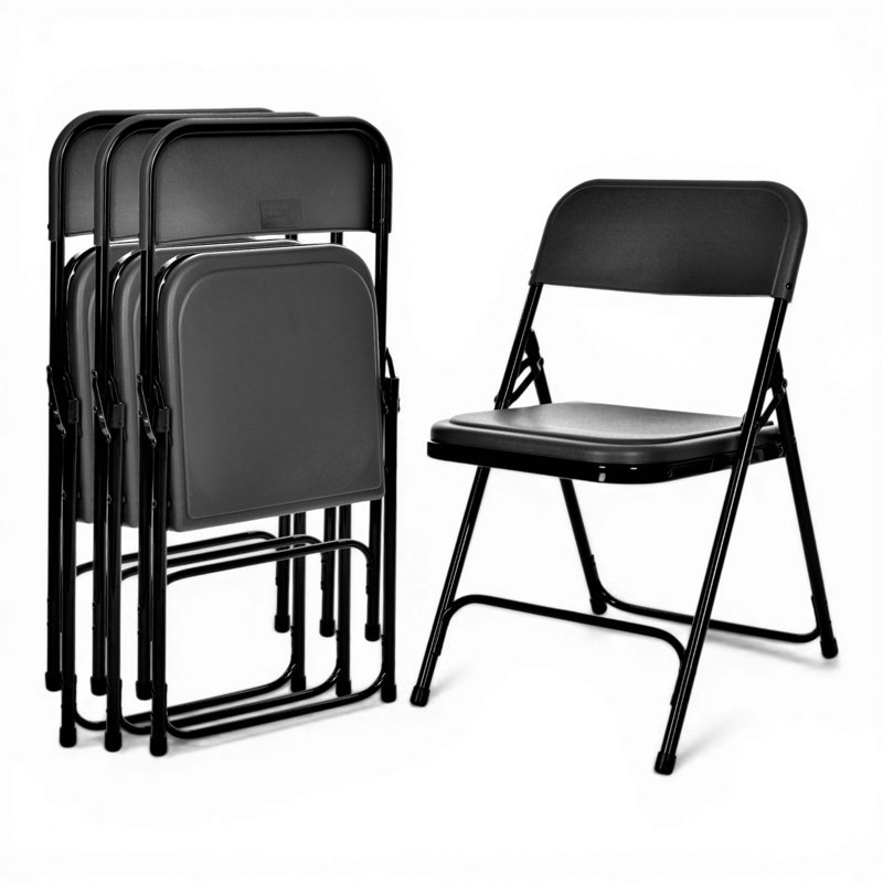 Lucille Plastic Stackable Folding Chair , Noir