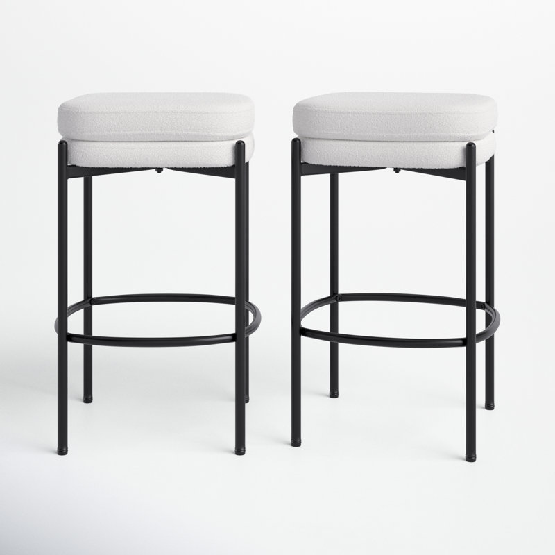 Breayna Upholstered Counter Stool with Metal Frame, Cream