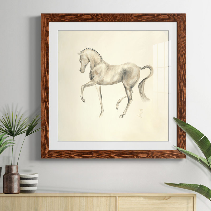 Cheval de dressage II - Cadre photo, reproduction d'art sur papier, Papier érable, H 27,5 po x l 27,5 po x P 1,5 po