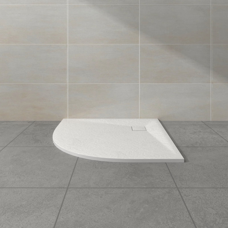 Antoria Slate Shower Tray, 80cm H x 80cm W x 3.2cm D, White