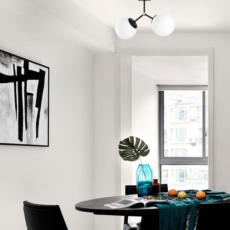 Glass Semi Flush Mount, Black