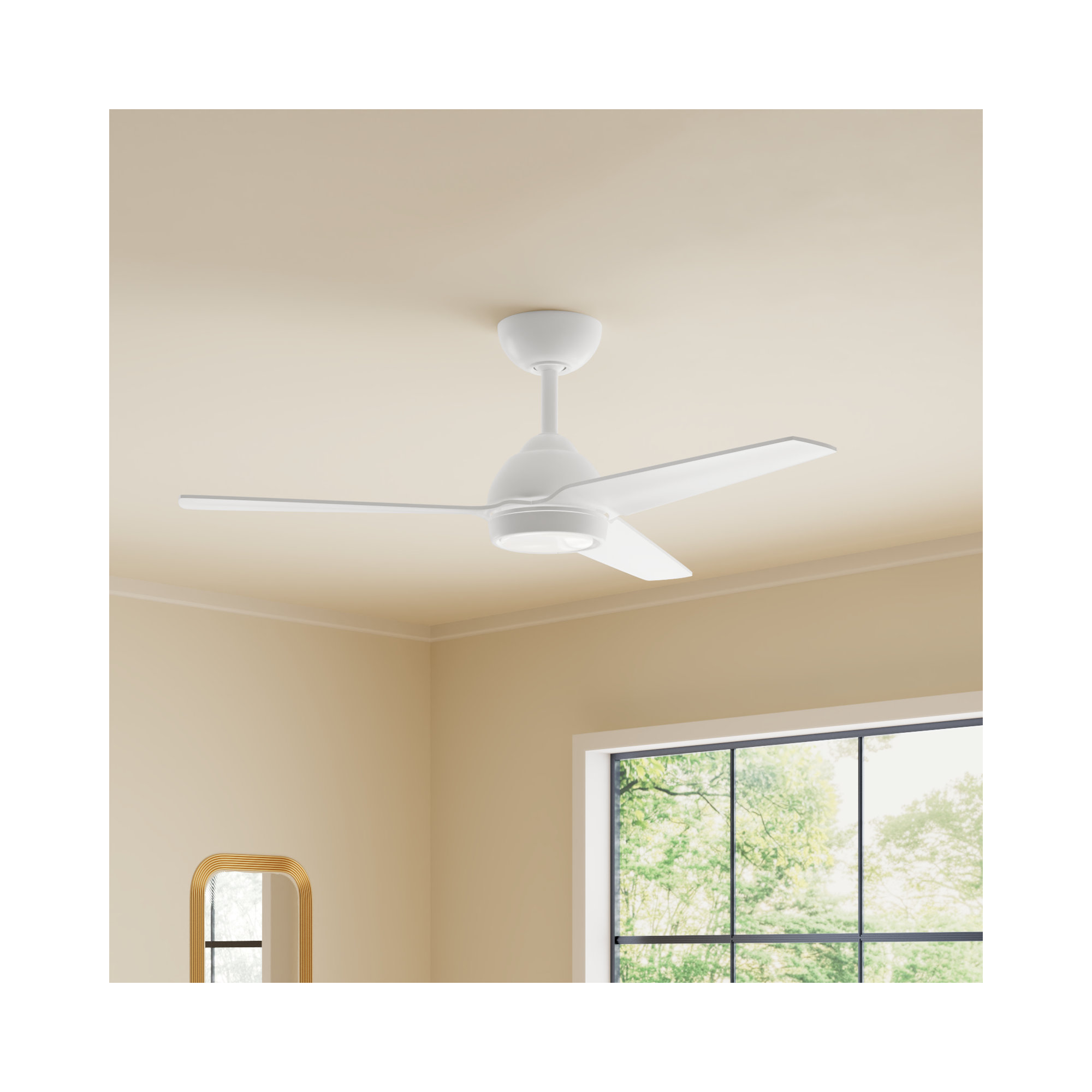 54" Mocha 3 - Blade Outdoor/Indoor Smart Propeller Ceiling Fan with Remote Control Included, Works With Google Assistant, Amazon Alexa, Samsung Smart Things