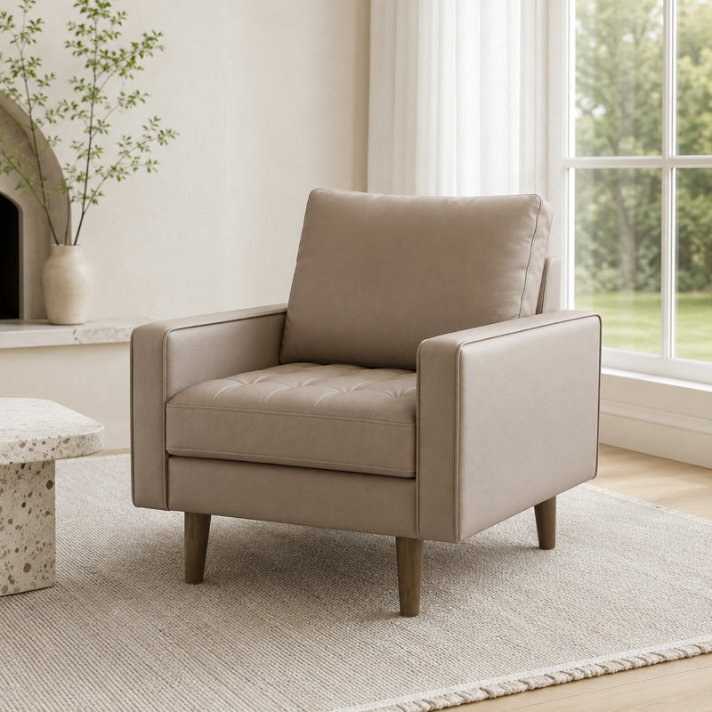 Fauteuil d'appoint Mid-Century Statura, Beige