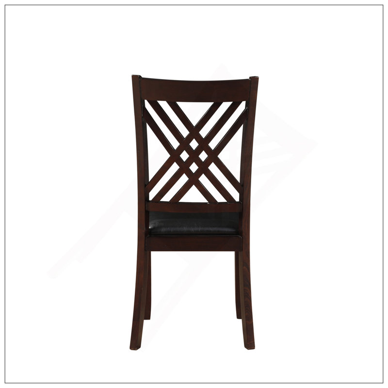 Ensemble de 2 chaises d'appoint en cuir synthétique noir et finition espresso Katrien