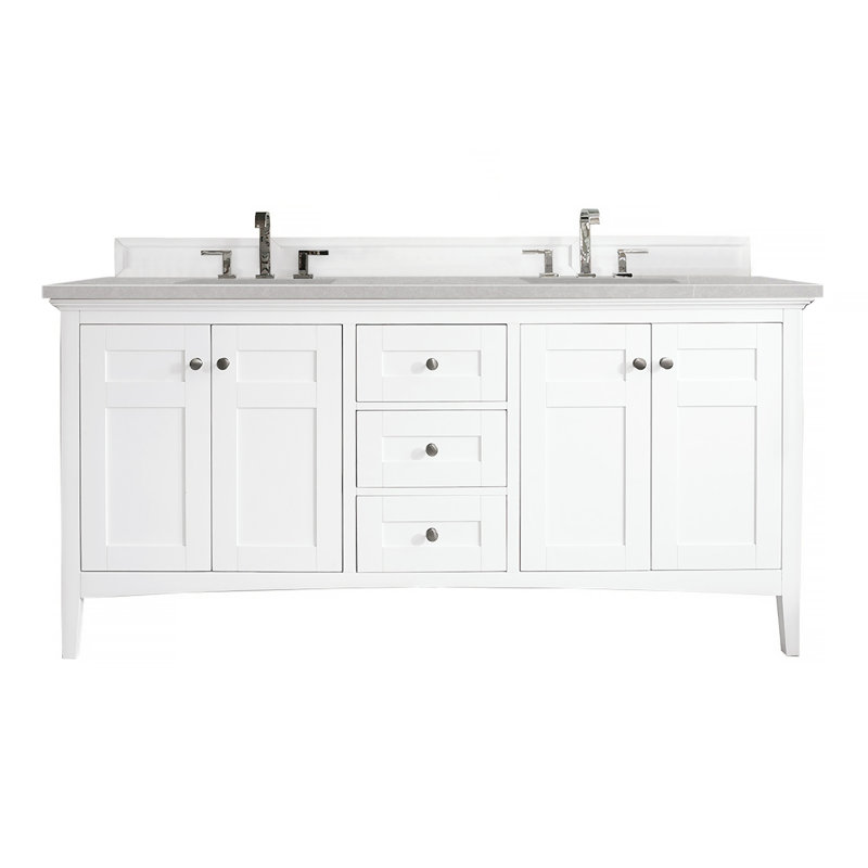 Palisades 72''  W Double Vanity, Bright White, Eternal Jasmine Pearl