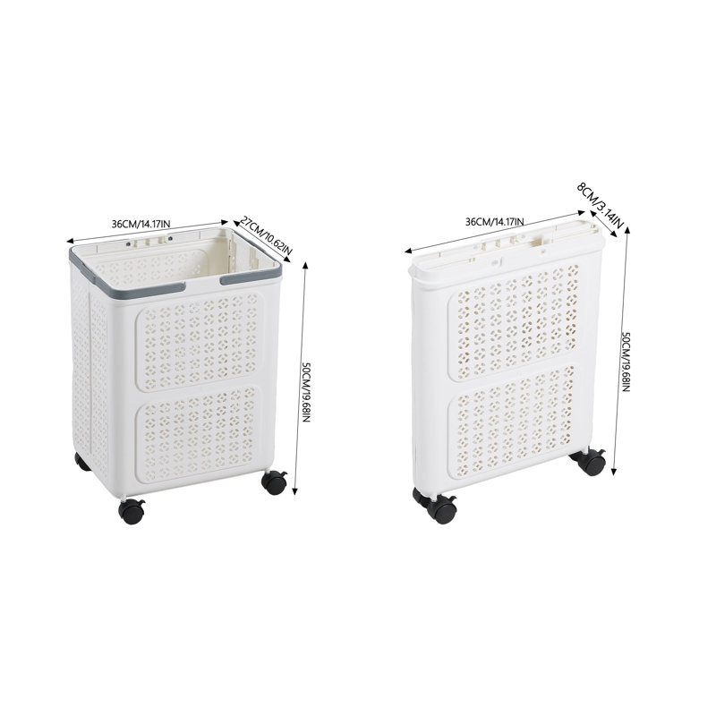 Laundry Basket, 50cm H x 36cm W, White