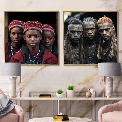 «African Warrior Tribal Essence I», ensemble de 2 reproductions d'art mural tribal africain