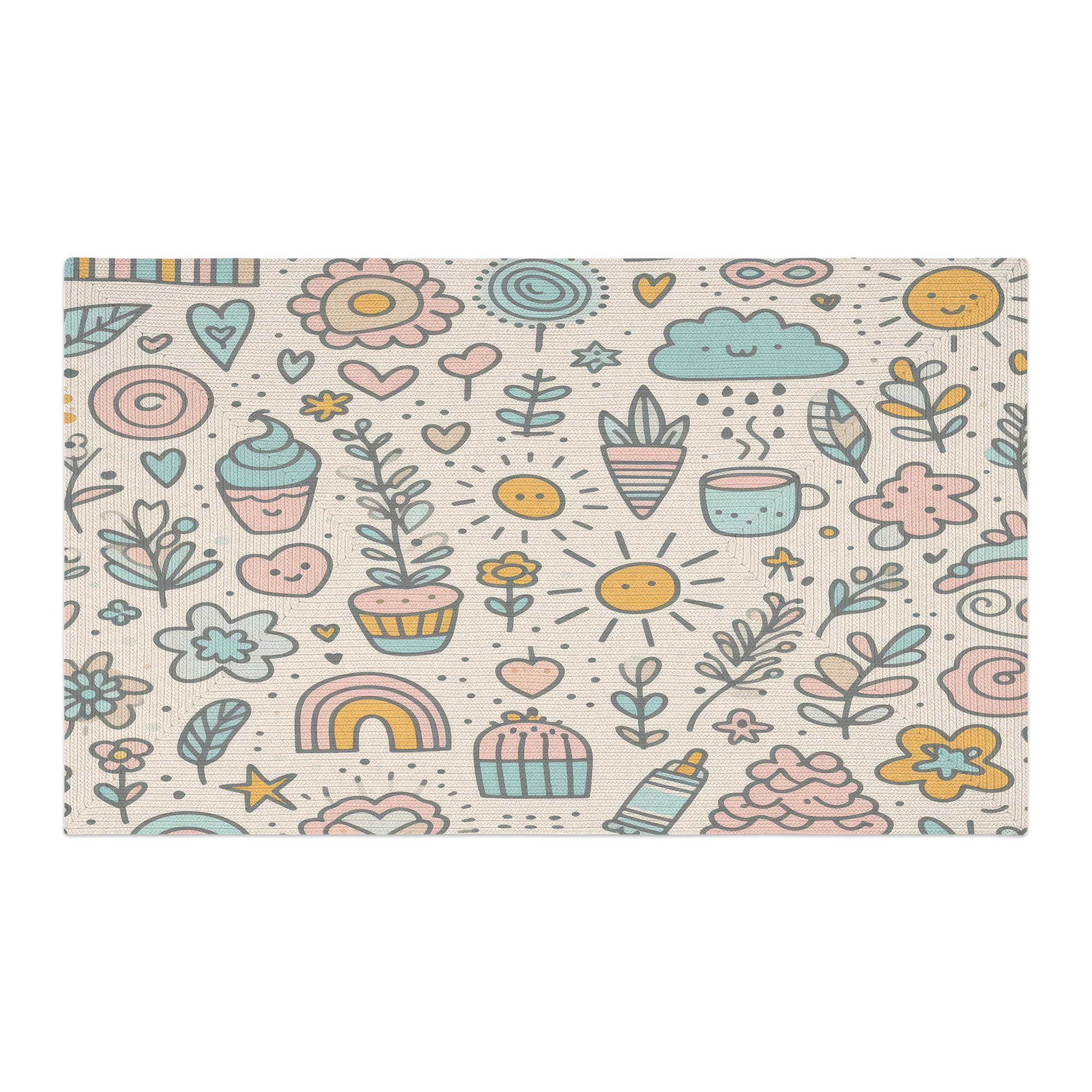 East Urban Home Subtle Doodle Drawings Braided Rug | Wayfair