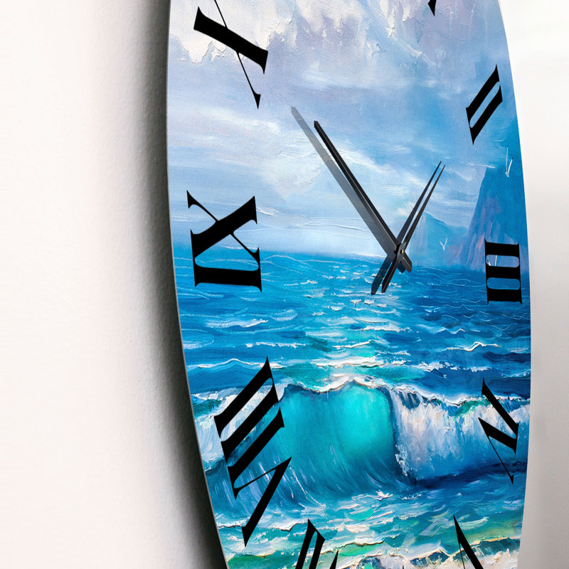 Lumière reflétant les vagues de la mer au bord de la mer - Horloge murale nautique et côtière, Petit