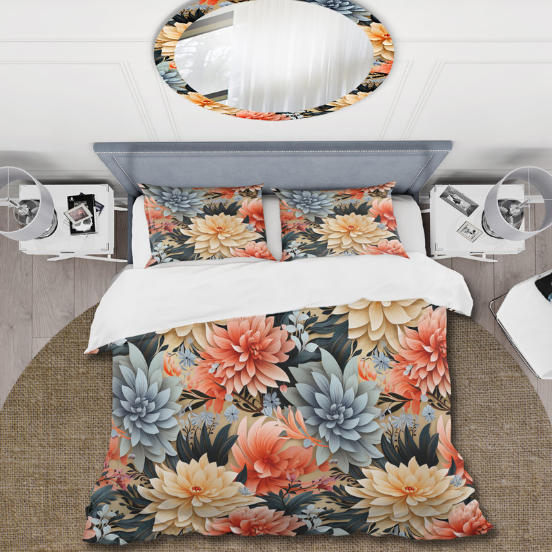 Ensemble de housse de couette Multicolor Contemporary Fusion Floral Pattern - Floral
