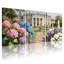 Ensemble de 3 tableaux sur toile tendue « Maison de maître avec jardin d'hortensias ».-1946447878