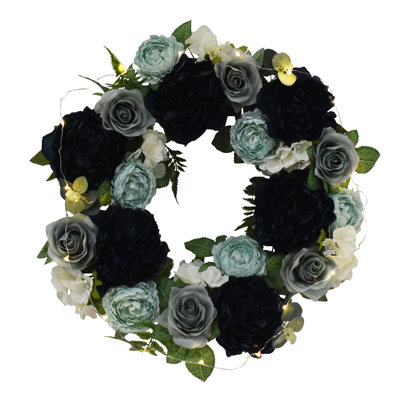 Couronne de pivoine rose 20 po avec lumière DEL 20 po 
