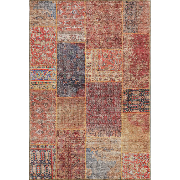 Premium Machine Washable Prisco Red Rug