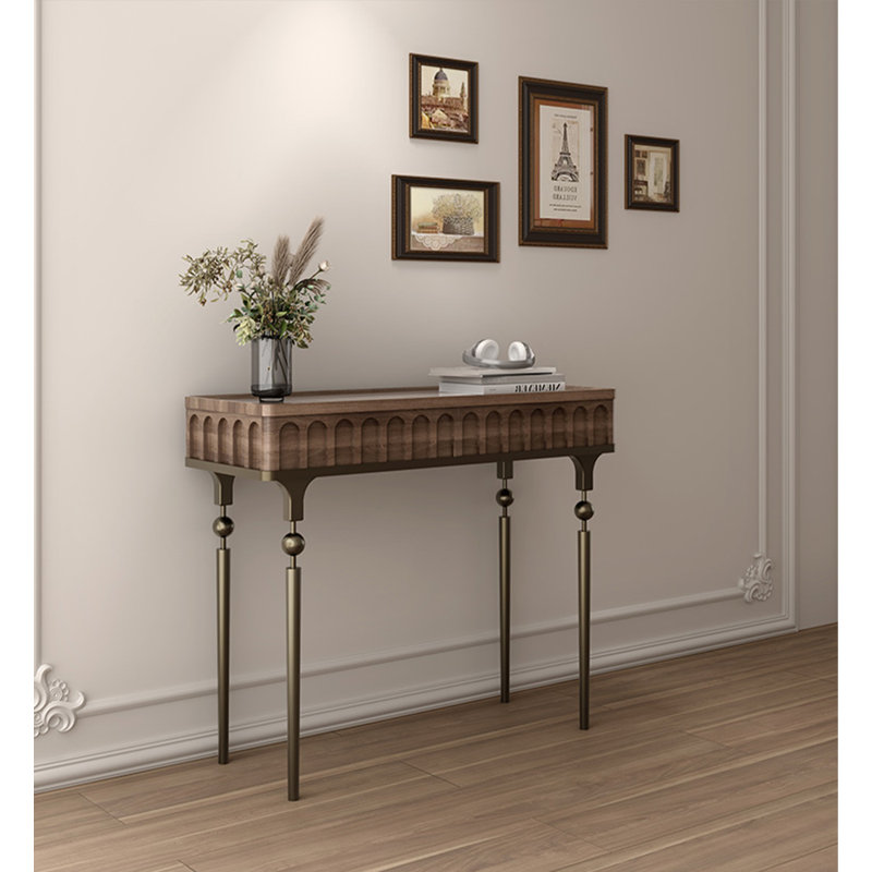 39.37" Brown Rectangular Solid Wood Console Table