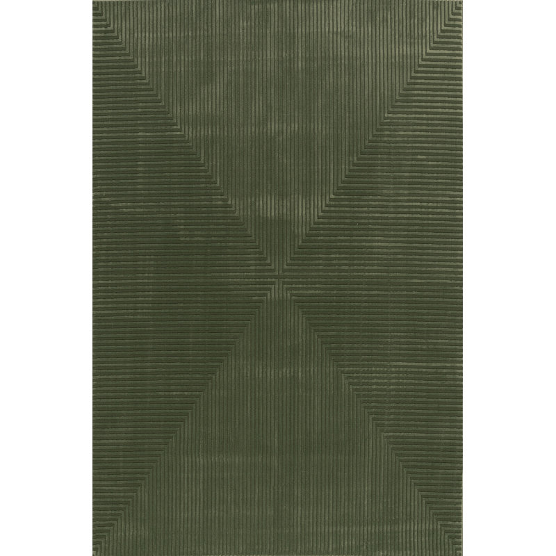 Vaelina Mid-Century Geomeric Area Rug, Rectangle 3' x 5', Green