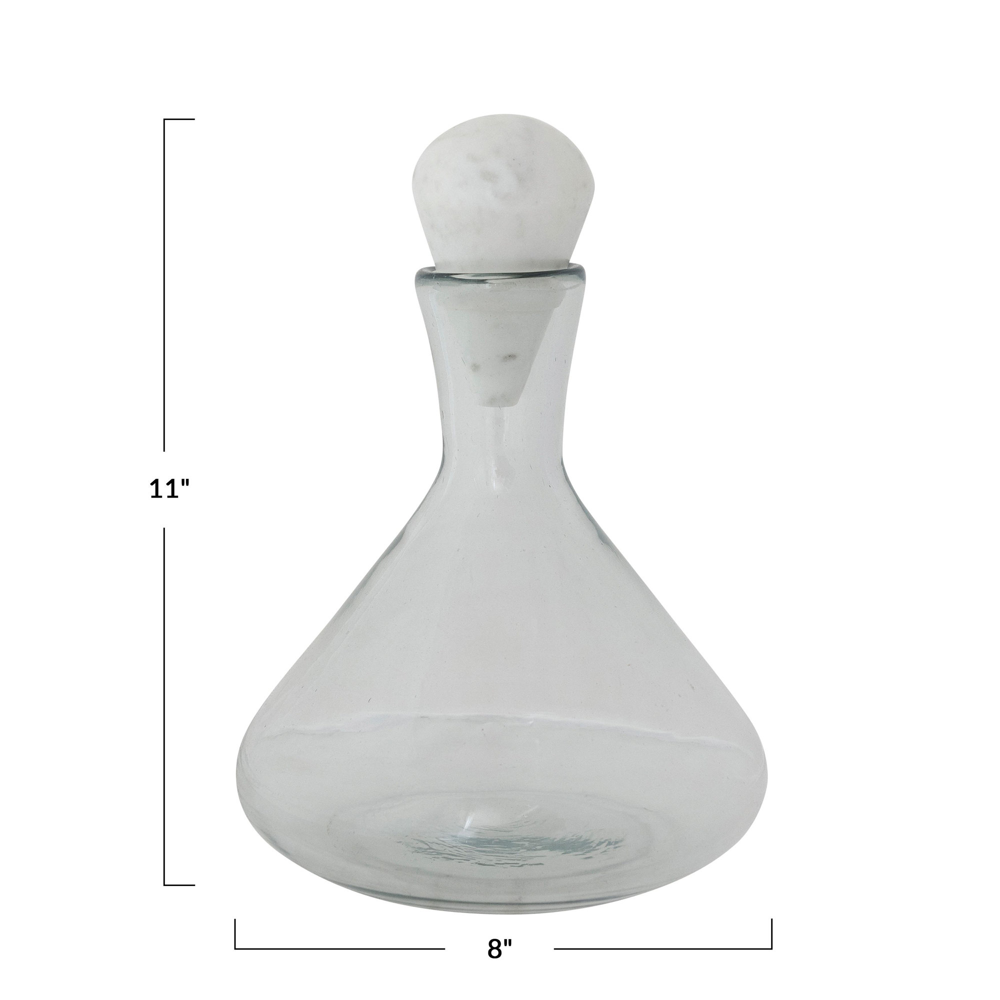 Hand-Blown Glass Decanter With Marble Stopper