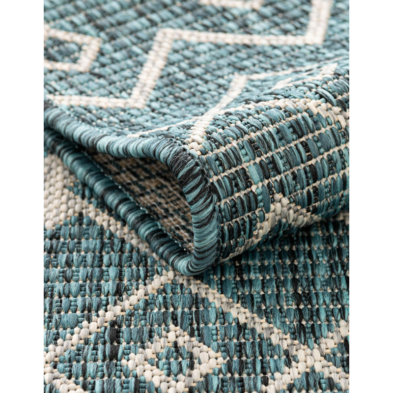 Harlee Southwestern Blue/Gray Indoor / Outdoor Area Rug, Rectangle 2' x 3'1"