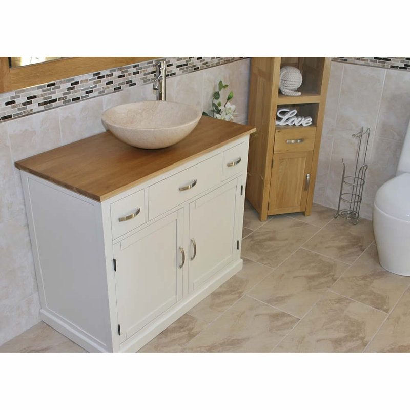 Duane 1000mm Single Bathroom Vanity with Vessel Basin, Cream Marble Basin