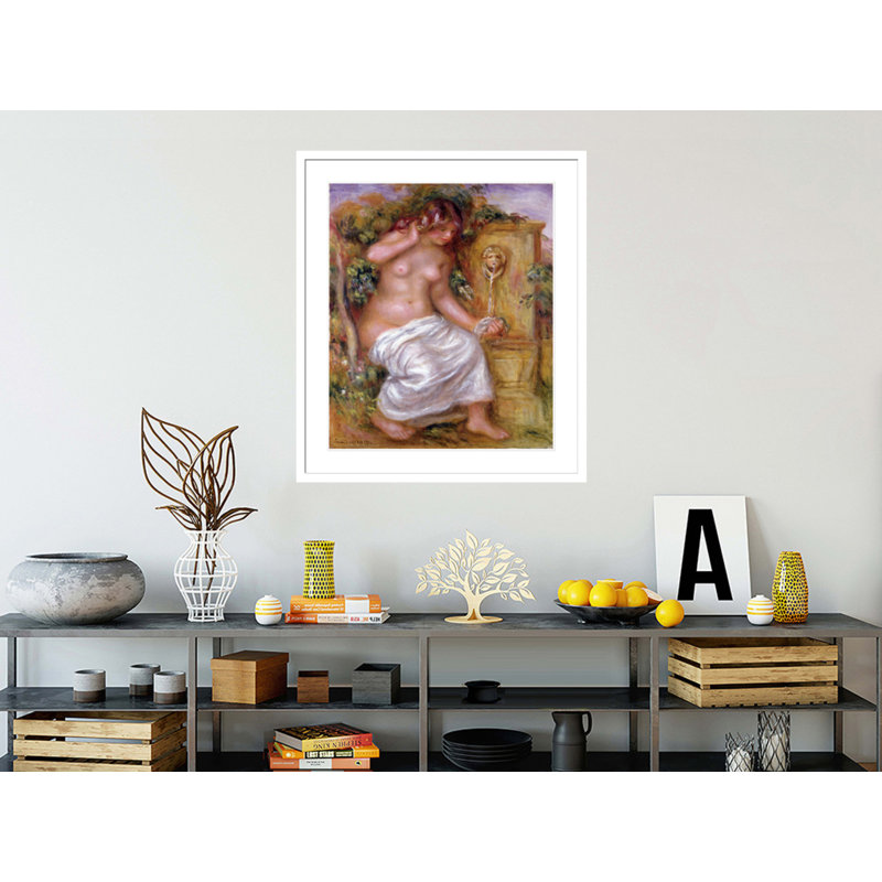 «The Bather at the Fountain» par Pierre-Auguste Renoir, impression giclée encadrée, H 38,32 po x l 33,5 po