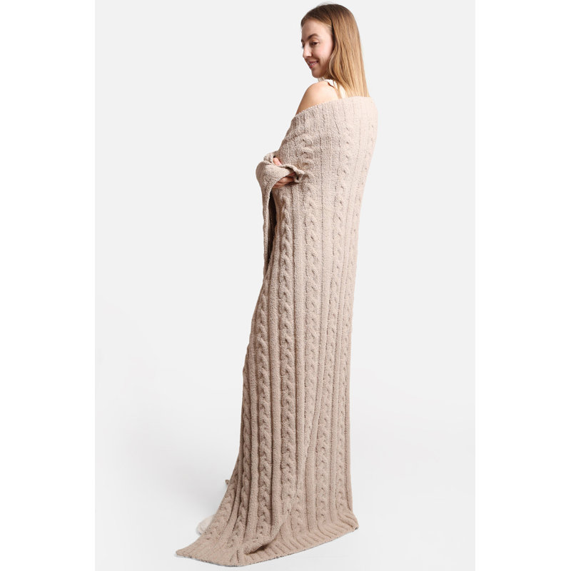 Jeté tressé torsadé luxueux , Beige