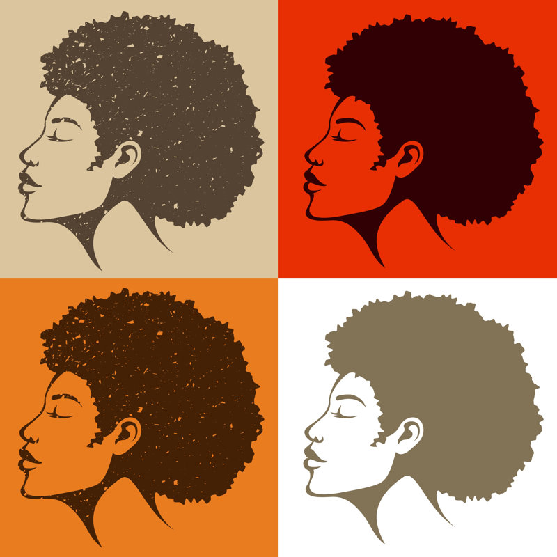 Beautiful African American Woman With Natural Hair - Wrapped Canvas Print, 30cm H x 30cm W x 3.8cm D