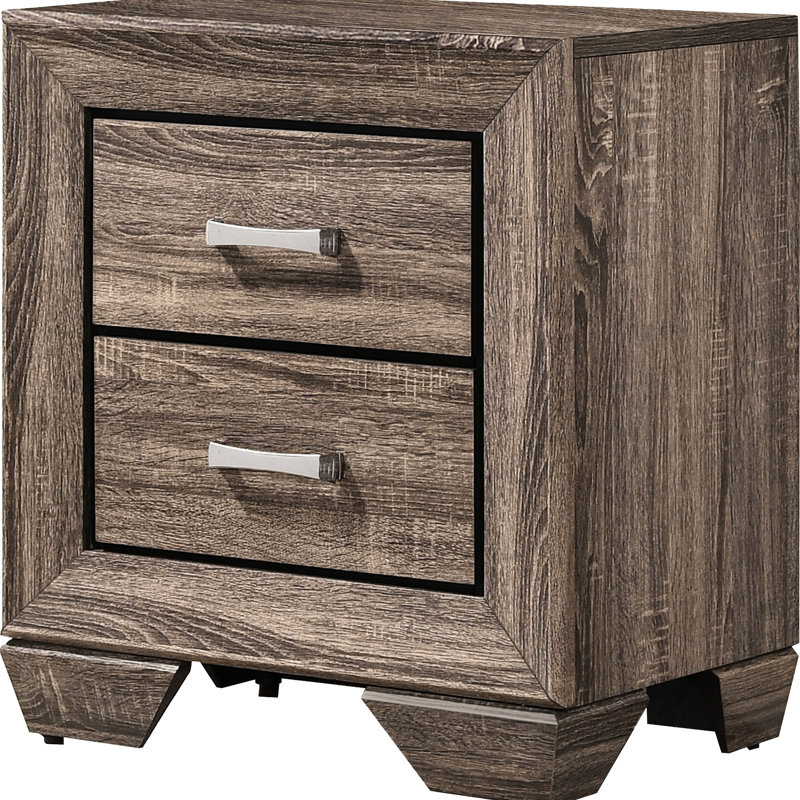 2 - Drawer Nightstand In Washed Taupe Finish, Rectangular Form, Frame, Dual Drawers For Bedroom Essentials, 16.5 Inches Deep And 23.5 Wide With 'S Color, Construction, Ample Capacity, 27 High