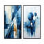 Ensemble de 2 décorations murales géométriques blanches et bleues à motif géométrique nautique IV-1647666527-1647666523