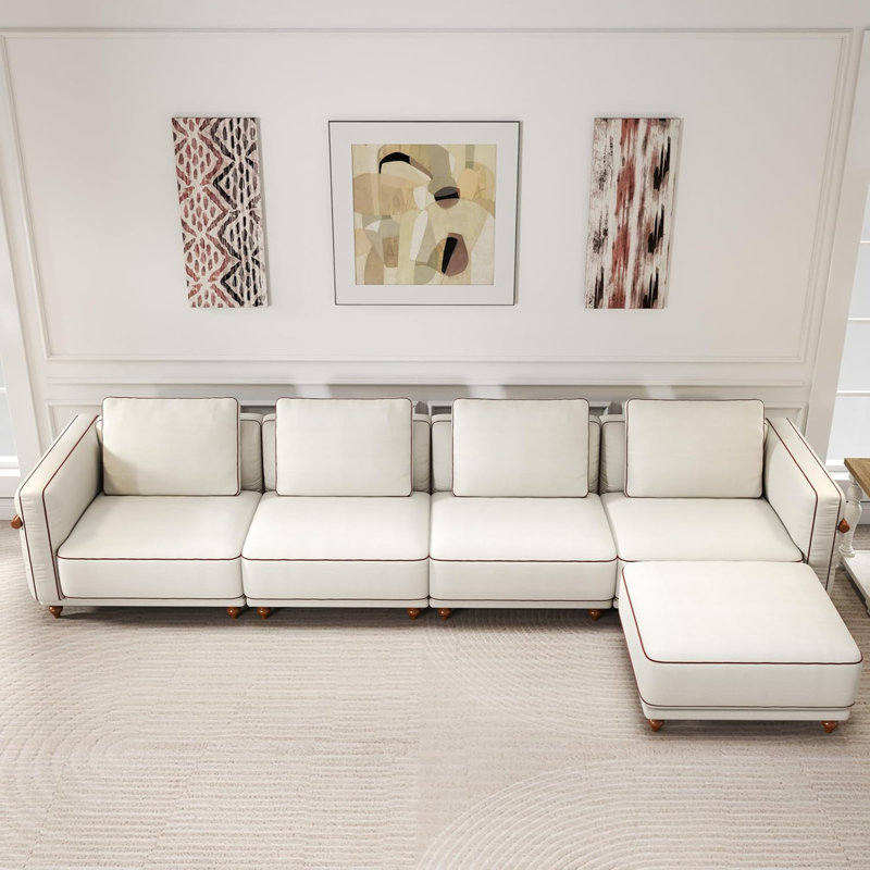 Modular Cloud Sofa with Down-Filled Cushion, 30" H x 157.48" W x 41.15" D