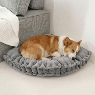 Coussin de coin d'angle pour adultes ou animaux de compagnie, coussin de sol, bourre entre le lit et le mur pour s'asseoir ou faire du yoga, coussins de pizza épais, salon, foyer, 22 po x 22 po, gris