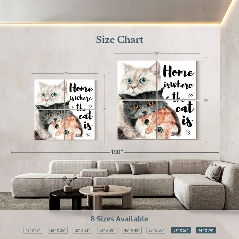 Plaque murale Kema Home Cats, H 74 po x l 74 po