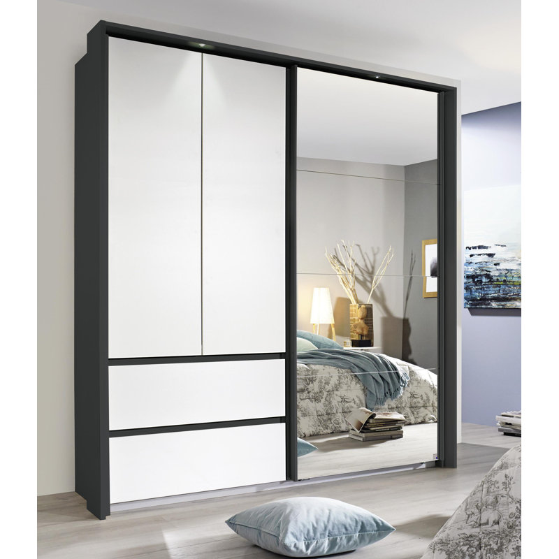 Wetzlar 3 Doors Sliding Wardrobe, Metallic Grey /Alpine White