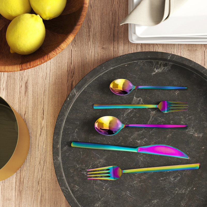 Mercer41 Stainless Steel Flatware Set, Rainbow