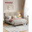 Upholstered Bed Frame with Adjustable Headboard-1095634942