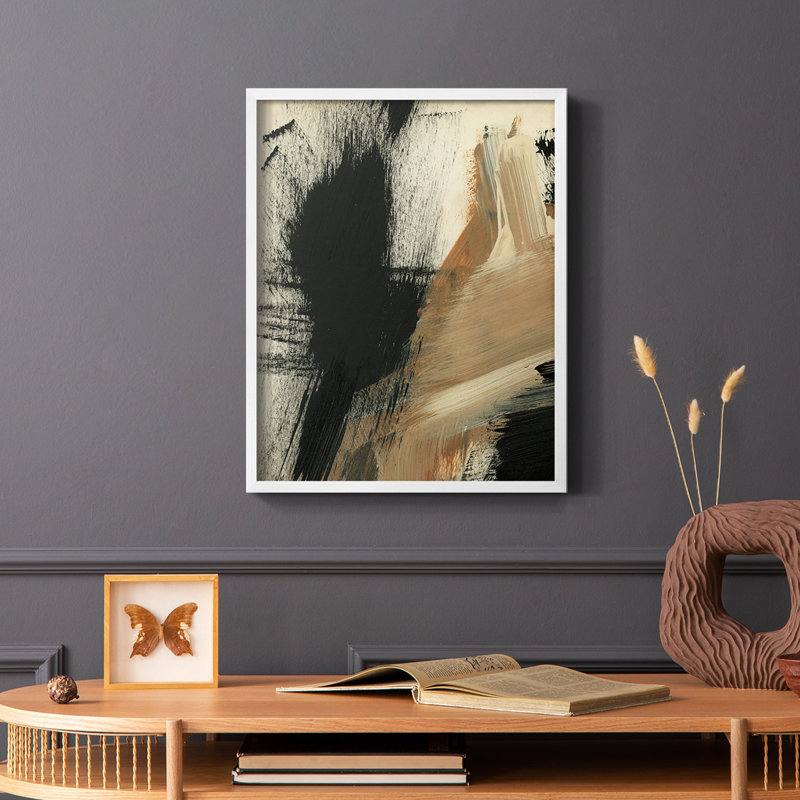 «Baked Paintstrokes I», reproduction encadrée - bois massif, H 10 po x l 8 po, Blanc