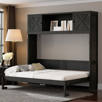 Lit escamotable double avec armoires de rangement