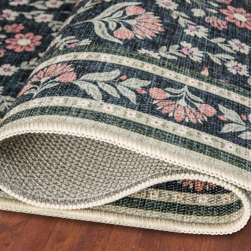 Laura Ashley Barrington Imagine Printed Chenille Rugs, Navy Multi, Runner 2'2" x 6'