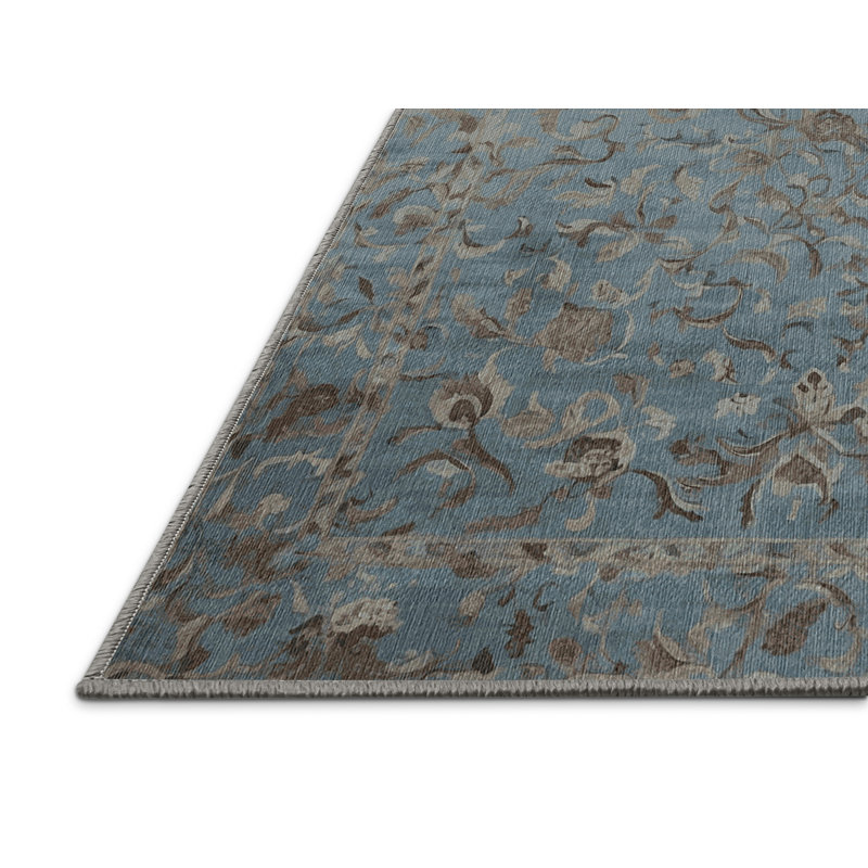 Machine Washable Gray Area Rug, Square 3'