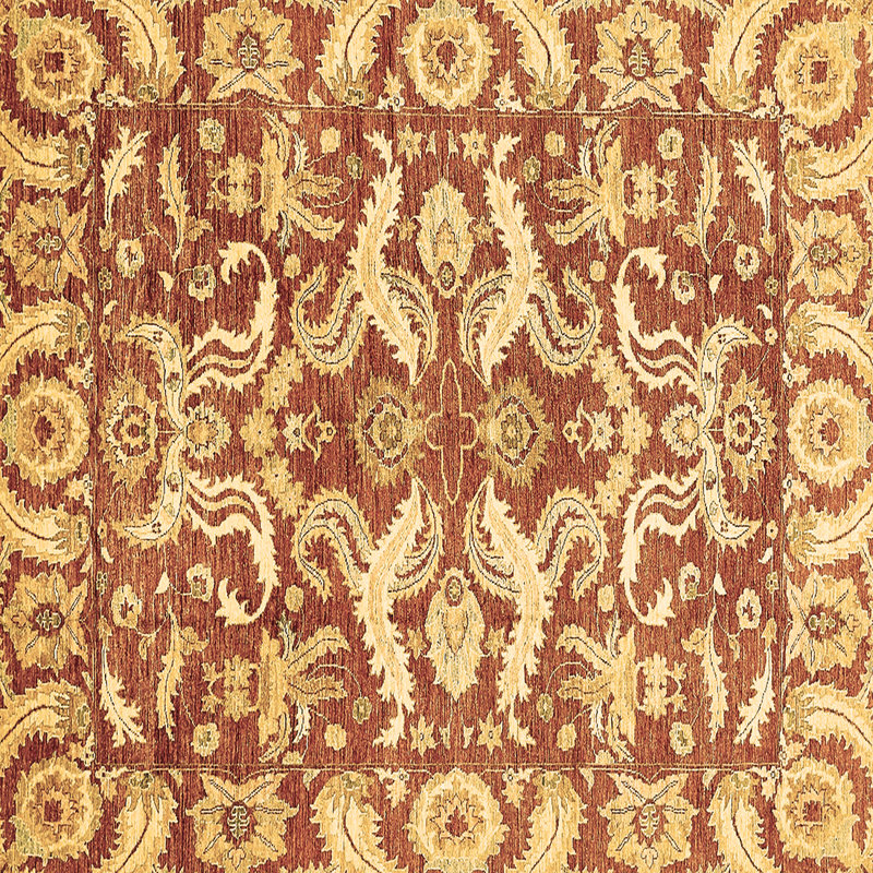 Tapis oriental brun en laine / polyester tissé à la machine 8 pi x 8 pi Jayoni