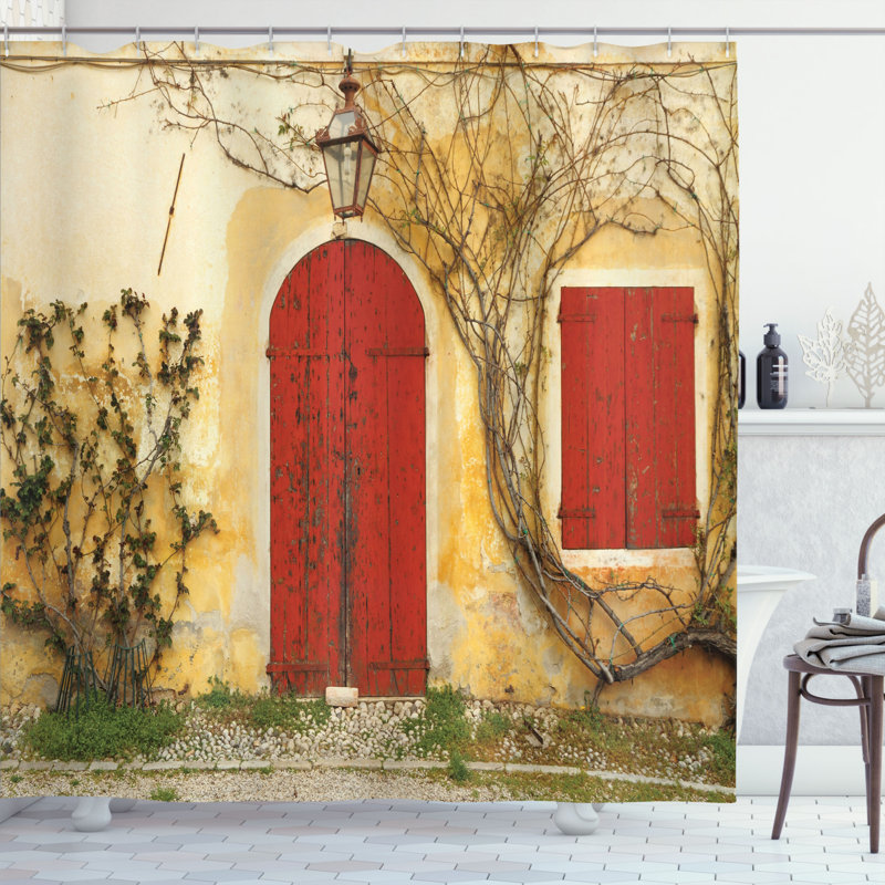 Ensemble de rideau de douche à portes vieillies tuscan house, H 70 po x l 69 po