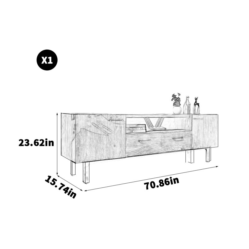 Simple elm TV cabinet