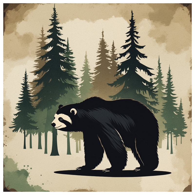 Rideaux de douche très longs Black Bear In Forest, L 70 po x H 84 po